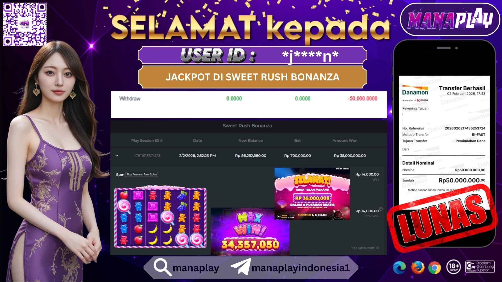 50 Juta dari Sweet Rush Bonanza Memang Manis – MANAPLAY