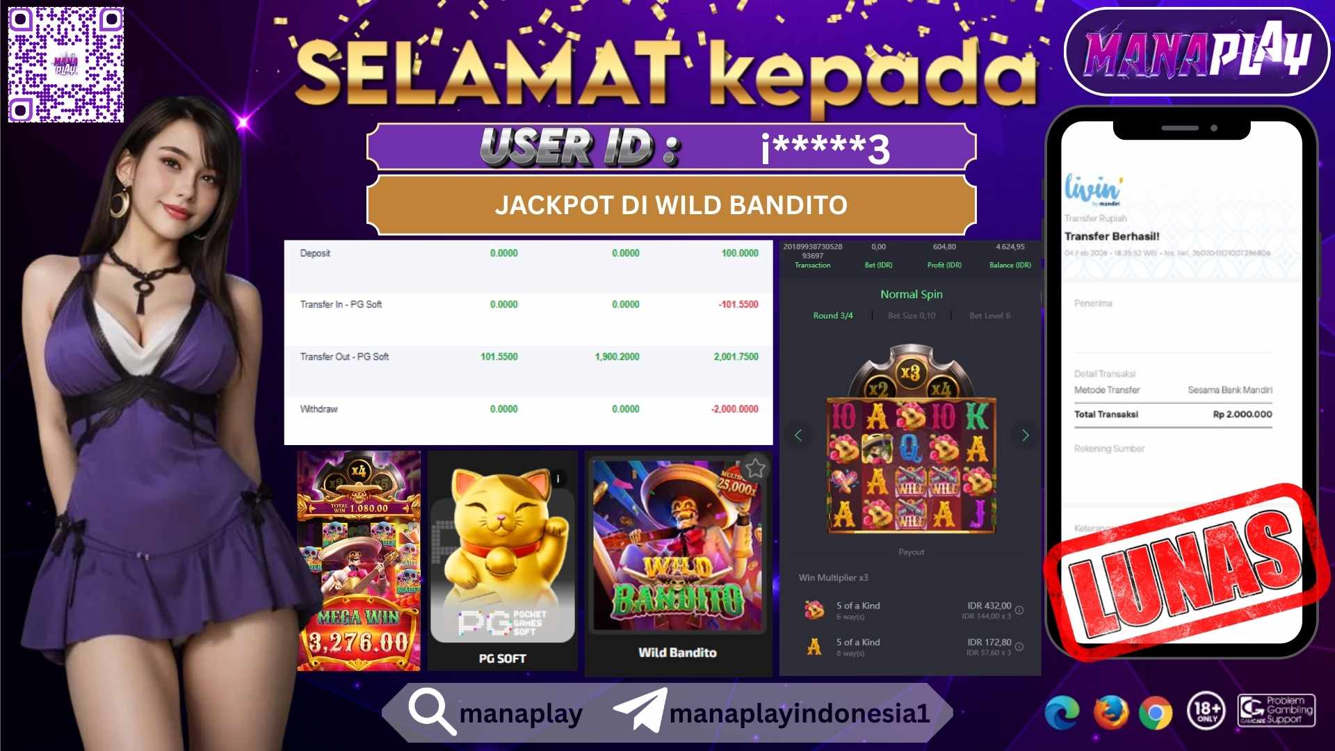 100rb jadi 2jt di Wild Bandito Langsung Lunas – MANAPLAY