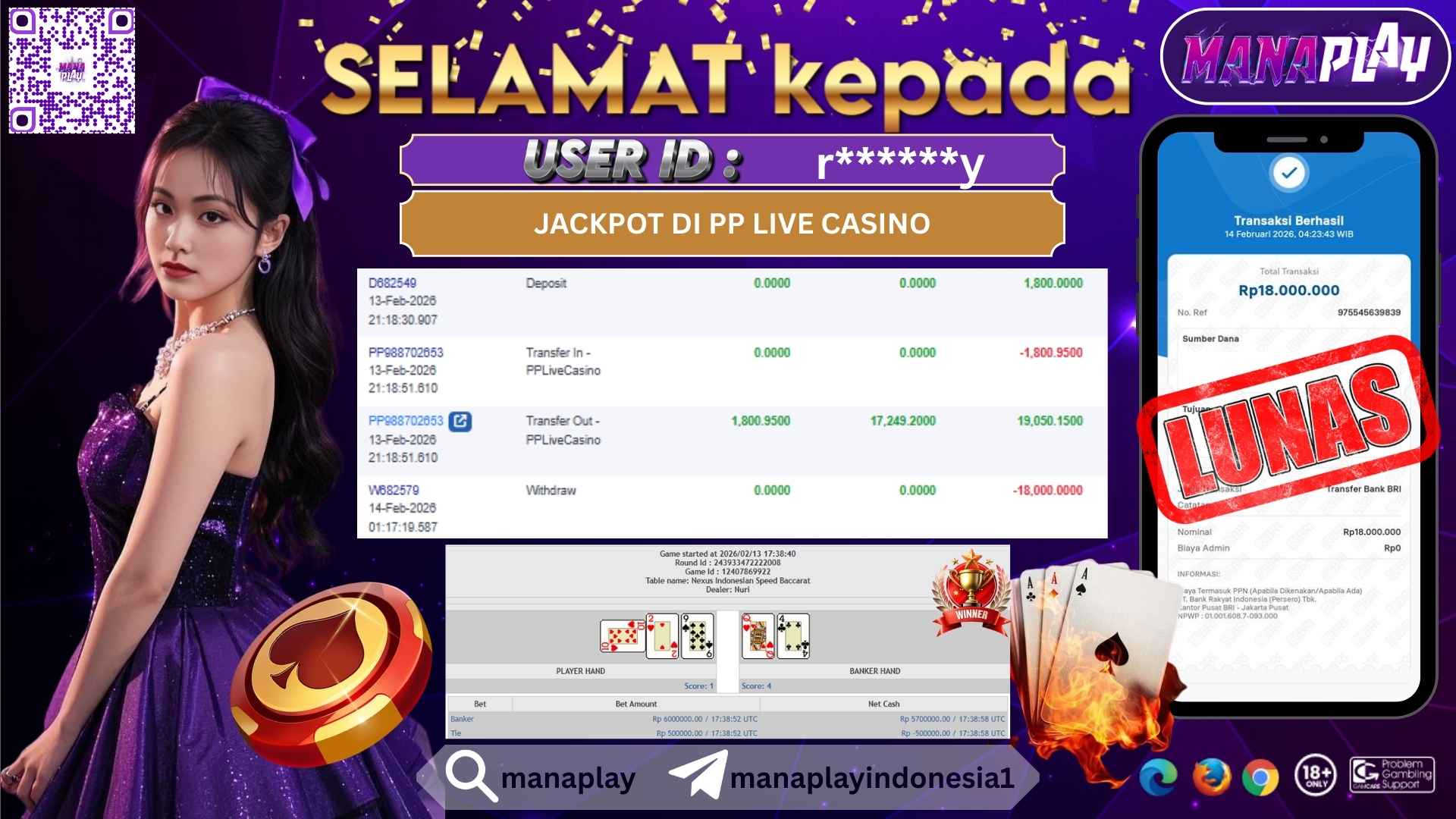 Jackpot Live Casino 18 Juta Langsung Lunas! – MANAPLAY