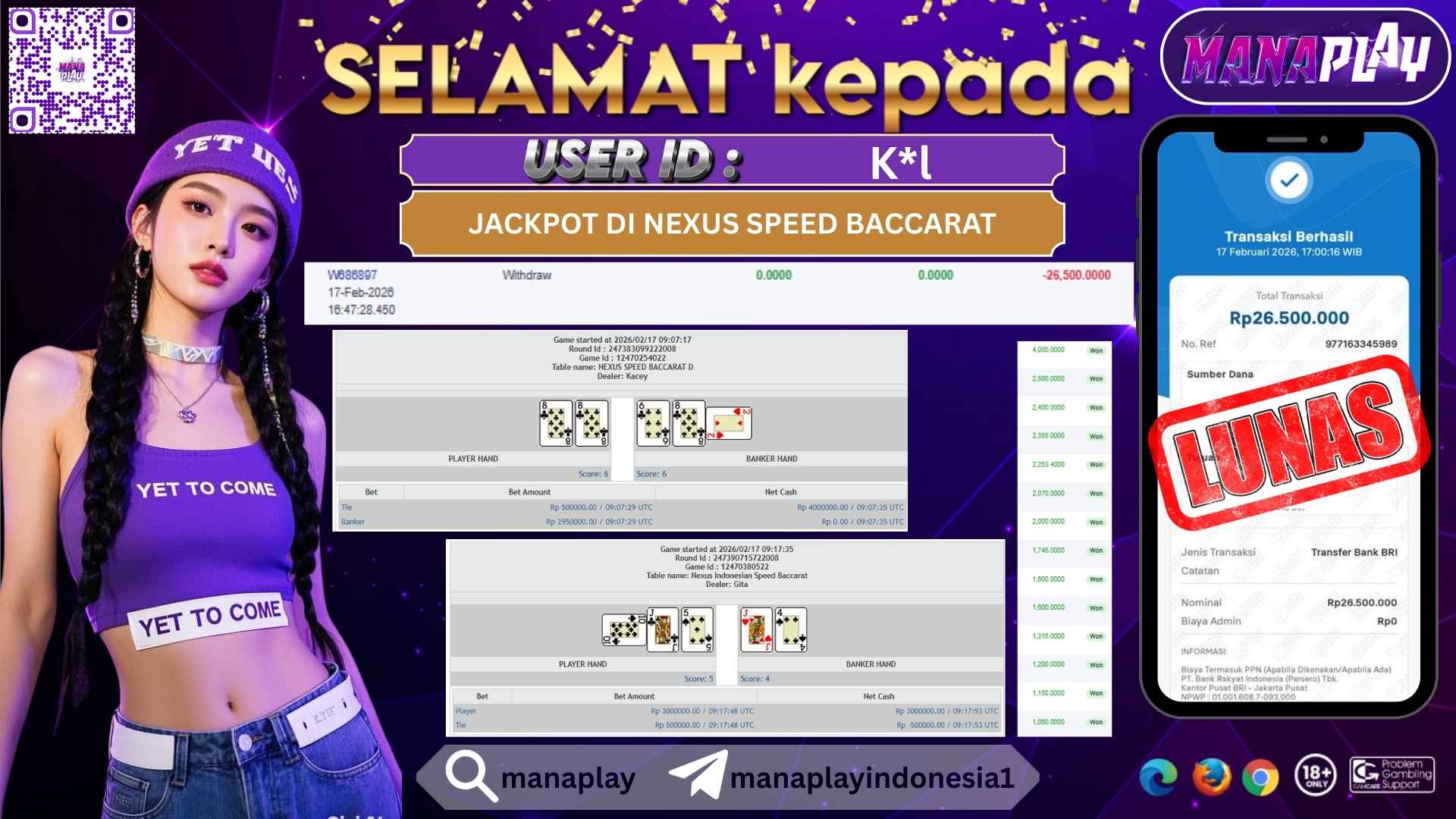 Baccarat Kasih Jackpot Imlek! 26,5 Juta Auto Cair! – MANAPLAY