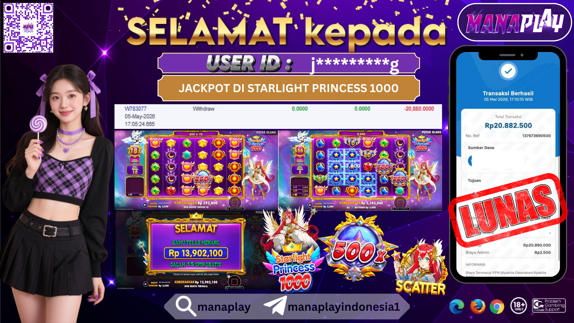 Modal Kecil Cuan 20 Juta++ Main Di Starlight Princess 1000 – MANAPLAY