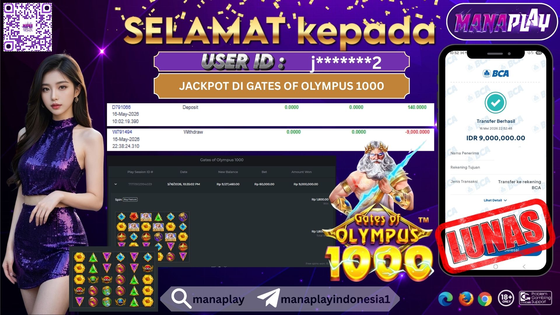 Jackpot 9 Juta dari Kakek Zeus Olympus 1000 Auto Cair! – MANAPLAY