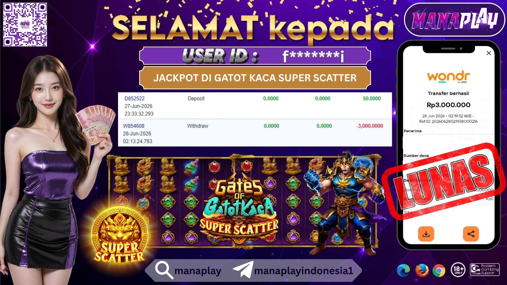 Jackpot 3 Juta di Gatot Kaca! Auto Lunas! – MANAPLAY